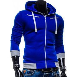 Bluza męska DAVID BLUE. Niebieskie bluzy nierozpinane męskie Bluza męska DAVID BLUE, l, bez wzorów, bez ramiączek, bez kaptura. W wyprzedaży za 39.00 zł.
