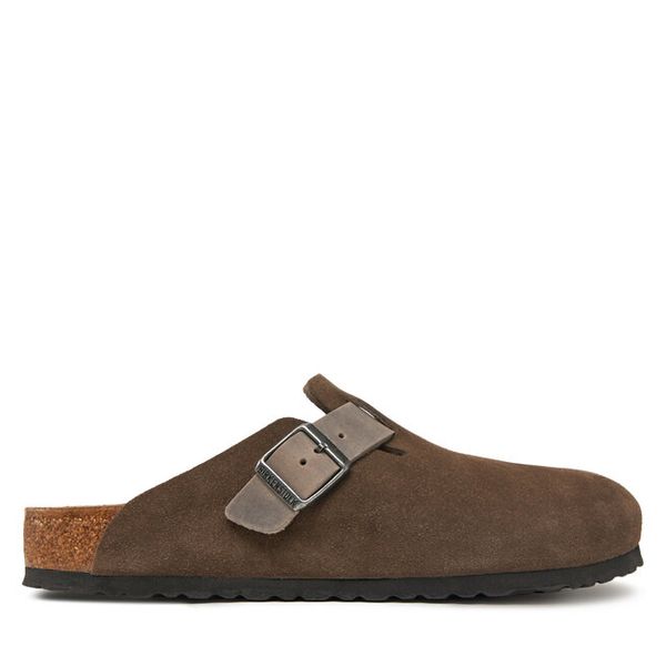 Klapki Birkenstock. Brązowe klapki i japonki męskie Birkenstock, bez wzorów, z zamszu. Za 499.99 zł.