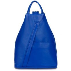 Plecak skórzany Vera Pelle T52 chabrowy. Niebieskie plecaki męskie bez wzorów. Za 241.90 zł.