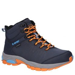 Buty trekkingowe męskie Hi-Tec Raven Mid Wp. Niebieskie buty trekkingowe męskie Hi-tec, bez wzorów, z materiału, sportowe, bez obcasa, bez zapięcia. Za 369.00 zł.