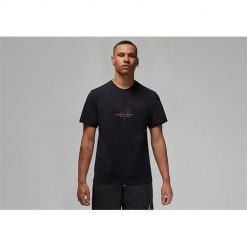 Koszulka sportowa męska Nike Air Jordan Essenial Graphic. Czarne t-shirty sportowe męskie Nike, m, bez wzorów, z bawełny, sportowe, bez ramiączek. Za 239.99 zł.