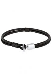 KUZZOI Męski bransoletka ze skóry czarne w srebrze 925 Sterling Silver Biżuteria męska 1 ct Męskie. Czarna biżuteria dla mężczyzn KUZZOI, z materiału, srebrne. Za 283.89 zł.