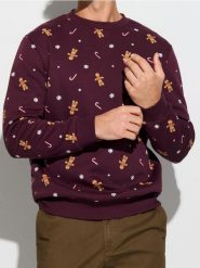 Bluza z motywem świątecznym - czerwony. Czerwone bluzy nierozpinane męskie Sinsay, l, bez wzorów, wizytowe, bez ramiączek, bez kaptura. Za 39.99 zł.