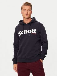 Schott NYC Bluza SWHOOD Granatowy Regular Fit. Niebieskie bluzy nierozpinane męskie Schott NYC, m, bez wzorów, z bawełny, bez ramiączek, bez kaptura. Za 219.99 zł.