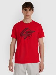 4F T-shirt regular z nadrukiem męski - czerwony 3XL. Czerwone t-shirty męskie 4f, m, bez wzorów, z bawełny, bez kołnierzyka, bez ramiączek. Za 59.99 zł.