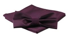 Mucha Męska z Poszetką, Śliwkowa Jednokolorowa w Drobny Prążek -ALTIES. Krawaty i muchy męskie Alties, bez wzorów, eleganckie. Za 54.00 zł.
