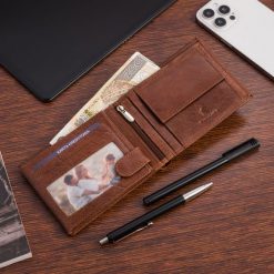 Portfel skórzany męski poziomy klasyczny brązowy RFiD Beltimore D40. Brązowe portfele męskie bez wzorów. Za 69.90 zł.