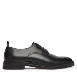 Półbuty BOSS. Czarne eleganckie półbuty męskie Boss, wizytowe, bez obcasa, bez zapięcia. Za 759.99 zł.