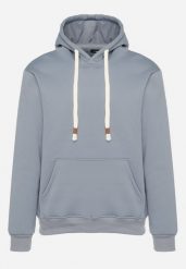 Jasnoniebieska Bluza z Bawełną Kapturem i Kieszenią Typu Kangurek Norrise. Niebieskie bluzy z kapturem męskie Born2be, l, bez wzorów, z bawełny. Za 79.99 zł.