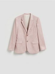 Marynarka slim fit - pastelowy róż. Czerwone marynarki męskie Reserved, l, bez wzorów, z tkaniny. Za 359.99 zł.