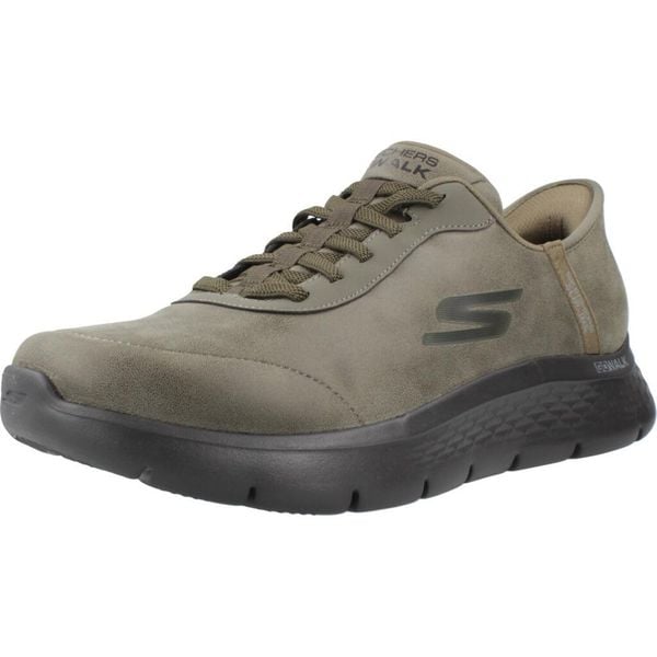 Buty SKECHERS SLIP - INS GO WALK FLEX - SMOOT Zielony. Zielone buty trekkingowe męskie Skechers, bez wzorów, z tkaniny, sportowe, bez obcasa, bez zapięcia. Za 404.97 zł.