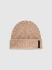 4F Czapka beanie wełniana męska - beżowa L. Brązowe czapki męskie 4f, na zimę, bez wzorów, z dzianiny, eleganckie. Za 99.99 zł.