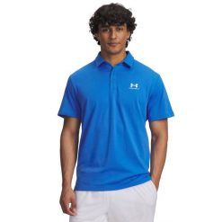 Polo Under Armour Icon. Niebieskie koszulki polo męskie Under Armour, m, bez wzorów, bez kołnierzyka, bez ramiączek. Za 240.50 zł.