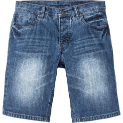 Bermudy dżinsowe bonprix niebieski "stone used". Niebieskie jeansy męskie bonprix, z nadrukiem, z jeansu. Za 49.99 zł.
