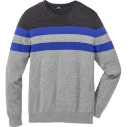 Sweter Regular Fit bonprix szary melanż - antracytowy melanż - szafirowy w paski. Swetry męskie marki bonprix. Za 59.99 zł.