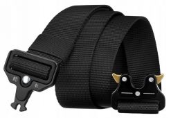 Długi, parciany pasek z klamrą QR czarny [DH] BLBELT. Czarne paski męskie inny, bez wzorów, z jeansu. Za 29.99 zł.