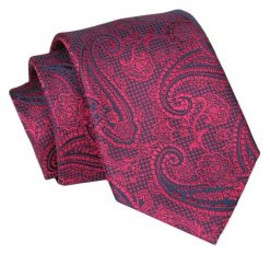 Krawat - ALTIES - Czerwony w Duży Wzór. Czerwone krawaty i muchy męskie Alties, bez wzorów, z tkaniny, eleganckie. Za 49.00 zł.