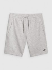 4F Spodenki dresowe regular męskie - szare XL. Szare szorty męskie 4f, bez wzorów, z bawełny, sportowe. Za 79.99 zł.