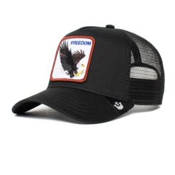 Czapka z daszkiem Goorin Bros. The Freedom Eagle Trucker 101-0384-BLK. Czarne czapki męskie Goorin Bros, bez wzorów, sportowe. Za 159.00 zł.