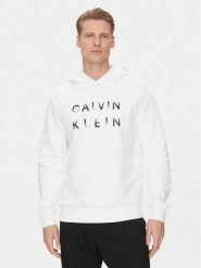 Calvin Klein Bluza Enlarged Logo K10K114261 Biały Regular Fit. Białe bluzy nierozpinane męskie Calvin Klein, m, bez wzorów, z bawełny, bez ramiączek, bez kaptura. Za 249.99 zł.