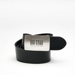 Czarny Pasek Męski Big Star Ozdobna Klamra. Czarne paski męskie Big Star Accessories, bez wzorów, ze skóry, eleganckie. Za 118.99 zł.