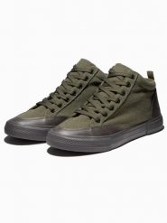 Buty męskie sneakersy - oliwkowe V5 - Rozmiar: 40. Zielone buty sportowe na co dzień męskie Ombre Clothing, m, bez wzorów, z materiału, bez ramiączek, bez kaptura. W wyprzedaży za 69.99 zł.