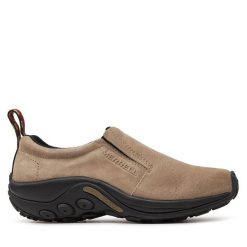 Półbuty Merrell. Brązowe codzienne półbuty męskie Merrell, bez wzorów, bez obcasa, bez zapięcia. Za 259.99 zł.