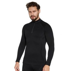 Bluza męska z krótkim ekspresem wełniana Brubeck EXTREME MERINO. Czarne bluzy nierozpinane męskie Brubeck, m, bez wzorów, z wełny, bez ramiączek, bez kaptura. Za 462.49 zł.