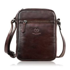 Saszetka męska skórzana na ramię klasyczna brązowa mała funkcjonalna Paolo Peruzzi SL-03-BR. Brązowe saszetki męskie bez wzorów, z materiału, małe. Za 199.00 zł.