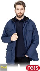 Męska kurtka ochronna męska zamek rzep napy stójka kaptur chowany ocieplana tkanina Oxford 200D powlekana poliuretanem podszewka polar coral granatowy. Brązowe kurtki męskie Reis, m, bez wzorów, z polaru, bez ramiączek, bez kaptura. Za 64.18 zł.