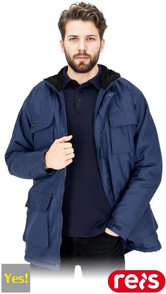 Męska kurtka ochronna męska zamek rzep napy stójka kaptur chowany ocieplana tkanina Oxford 200D powlekana poliuretanem podszewka polar coral granatowy. Brązowe kurtki męskie Reis, m, bez wzorów, z polaru, bez ramiączek, bez kaptura. Za 59.99 zł.