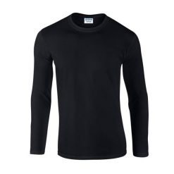 Koszulka Z Długim Rękawem Dla Dorosłych Unisex Soft Touch. Czarne koszulki męskie z długim rękawem GILDAN, s, bez wzorów, sportowe, bez kołnierzyka, bez ramiączek. Za 49.99 zł.