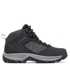 Trekkingi Columbia. Czarne buty trekkingowe męskie Columbia, bez wzorów, sportowe, bez obcasa, bez zapięcia. Za 289.99 zł.