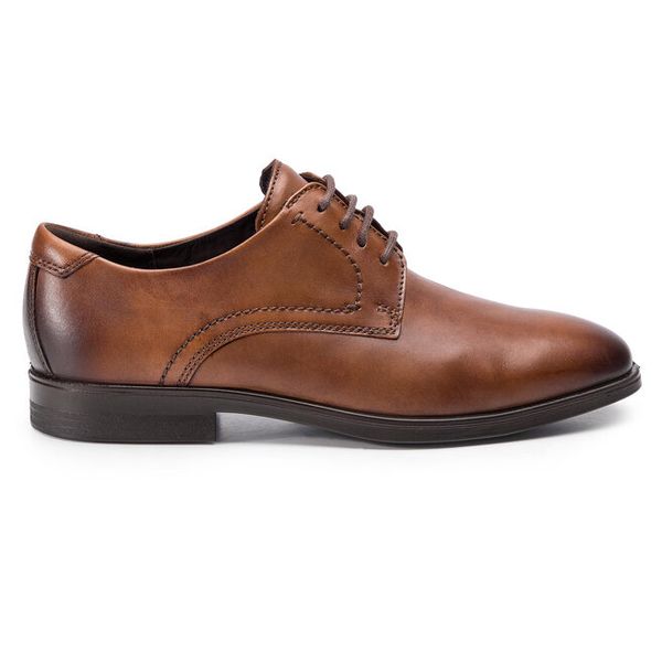 Półbuty ECCO. Brązowe eleganckie półbuty męskie ecco, wizytowe, bez obcasa, bez zapięcia. Za 379.99 zł.