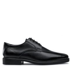 Półbuty Geox. Czarne eleganckie półbuty męskie Geox, wizytowe, bez obcasa, bez zapięcia. Za 269.99 zł.