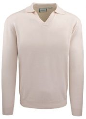 Męski, Lekki Sweter z Otwartym Kołnierzykiem Polo - Brave Soul - Kremowy. Białe swetry męskie Brave Soul, bez wzorów, z poliamidu, bez kołnierzyka, bez ramiączek. Za 129.00 zł.