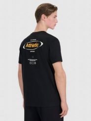 4F T-shirt regular z nadrukiem męski - czarny S. Czarne t-shirty męskie 4f, m, bez wzorów, z bawełny, bez kołnierzyka, bez ramiączek. W wyprzedaży za 39.99 zł.