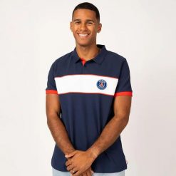 PSG polo męskie. Niebieskie koszulki polo męskie PARIS SAINT GERMAIN, m, bez wzorów, sportowe, bez kołnierzyka, bez ramiączek. Za 214.99 zł.