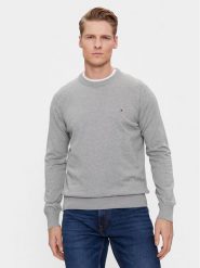 Tommy Hilfiger Sweter MW0MW30955 Szary Regular Fit. Szare kardigany męskie Tommy Hilfiger, m, bez wzorów, z bawełny, bez ramiączek. Za 329.99 zł.
