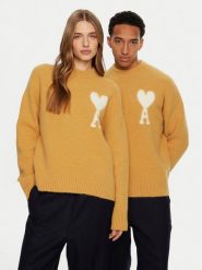 AMI Paris Sweter UKS025.KN0032 Żółty Regular Fit. Żółte kardigany męskie AMI PARIS, m, bez wzorów, z wełny, bez ramiączek. Za 1,699.00 zł.