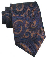 Krawat Męski - Chattier - Jasny Brąz, Niebieskie Akcenty. Niebieskie krawaty i muchy męskie Chattier, bez wzorów, z tkaniny, eleganckie. Za 49.00 zł.