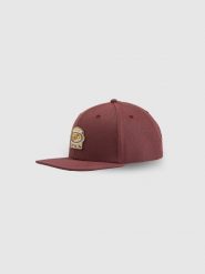 4F Czapka z daszkiem strapback męska - burgundowa L/XL (60cm). Czerwone czapki męskie 4f, z aplikacjami, sportowe. Za 69.99 zł.