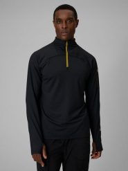 4F Bluza trekkingowa regular bez kaptura męska - czarna M. Czarne bluzy rozpinane męskie 4f, l, bez wzorów, bez ramiączek, bez kaptura. Za 179.99 zł.