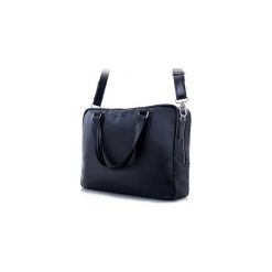 Czarna elegancka męska torba na ramię brodrene bl13, Kolor wnętrza: Czarny. Czarne torby na laptopa męskie Brødrene, w paski, ze skóry ekologicznej. Za 395.00 zł.