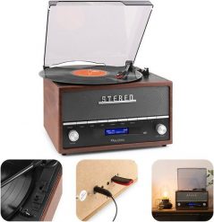 Gramofon retro Frisco Audizio z radiem DAB brązowy one size. Brązowe gramofony Audizio. Za 993.98 zł.