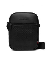 Tommy Hilfiger Saszetka Th Woven Mini Reporter AM0AM14095 Czarny. Czarne saszetki męskie Tommy Hilfiger, bez wzorów, ze skóry. Za 369.99 zł.
