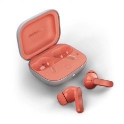 Słuchawki Motorola Moto buds Peach Pink. Pomarańczowe słuchawki bluetooth Motorola. Za 175.99 zł.