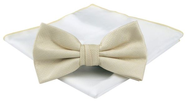 Mucha Męska z Poszetką (Zestaw) - Chattier - Kolor Ecru. Krawaty i muchy męskie Chattier, bez wzorów, eleganckie. Za 59.00 zł.