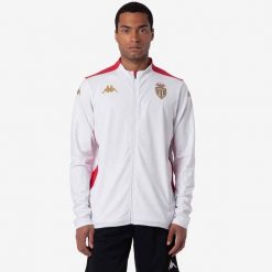 Bluza AS Monaco Arun Pro 8 2024/25. Białe bluzy nierozpinane męskie Kappa, bez wzorów, sportowe, bez ramiączek, bez kaptura. W wyprzedaży za 232.55 zł.