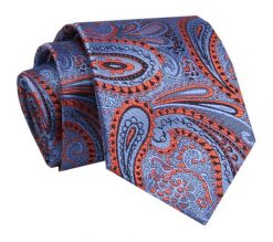 Krawat - ALTIES - Niebieski, Motyw Pomarańczowy. Niebieskie krawaty i muchy męskie Alties, bez wzorów, z tkaniny, eleganckie. Za 49.00 zł.